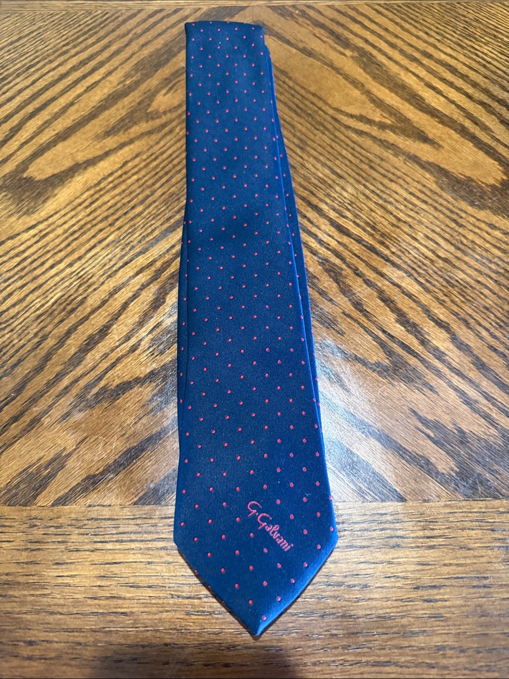 Classic Navy Tie with Red Microdots
